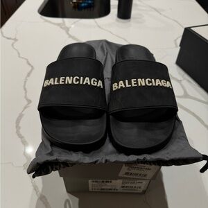 Balenciaga Black Logo Slides